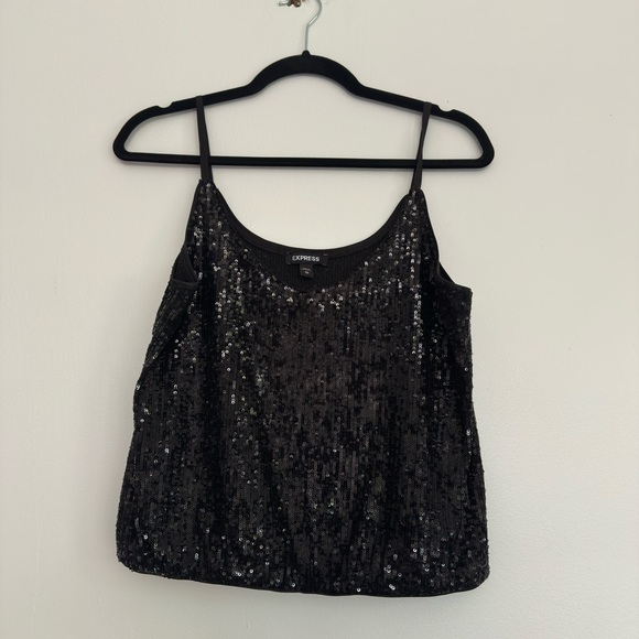Express Tops - Express Black Sequin Camisole Top
